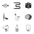 Plumbing set icons in black style. Big collection of plumbing vector symbol stock illustration