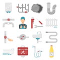 Plumbing set icons in cartoon style. Big collection of plumbing vector illustration symbol.