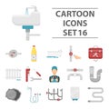 Plumbing set icons in cartoon style. Big collection of plumbing vector illustration symbol.