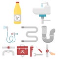 Big collection of plumbing vector symbol stock illustration