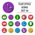 Plumbing set icons in flat style. Big collection plumbing vector symbol stock illustration