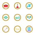 Plumbing things icons set, cartoon style Royalty Free Stock Photo