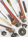 Plumbing tools on blueprints 10