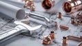 The Metal Plumbing Tools. AI generated Royalty Free Stock Photo