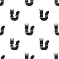 Plumbing trap icon in black style isolated on white background. Plumbing pattern