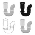 Plumbing trap icon in cartoon style on white background. Plumbing symbol stock vector illustration.