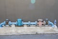 Plumbing valves and meters, water supply system in Bangkok, capital area Royalty Free Stock Photo