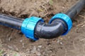 Plumbing water drainage installation, underground irrigation system Royalty Free Stock Photo