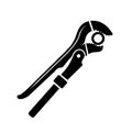 Plumbing wrench. Pipe repair, nut tightening, sealing, water supply. Pipe simple style detailed logo icon vector black