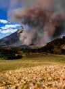 Plume of smoke billows from the active and destructive volcano at Batangan Royalty Free Stock Photo