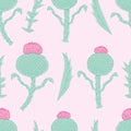 Plumeless Thistles Seamless Vector Pattern