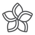 Plumeria line icon, floral and flower, frangipani sign, vector graphics, a linear pattern on a white background.