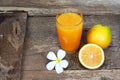 Plumeria and orange fruit