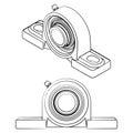 Plummer Block Bearing. Different outline like a brushstrokes.