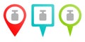 plummet, reference, weight. Multicolor pin vector icon, diferent type map and navigation point