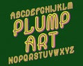 Plump Art typeface. Retro colorful font. Isolated english alphabet Royalty Free Stock Photo