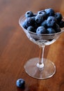 Ripe Blueberries in a Delicate Vintage Champagne Glass Royalty Free Stock Photo