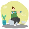 Plump woman exercising at home sports motivation Royalty Free Stock Photo