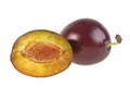 Plums fruit isolated on white background Royalty Free Stock Photo