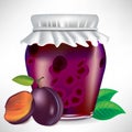 Plums jar of jam