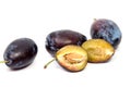 Plums plum prunes prune slice organic fruits fruit on a white background. . .