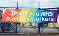 Rainbow coloured banner thanking the NHS and all key workers.