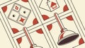 Plunger and dice, plumbing and games icon set vector design Generative AI