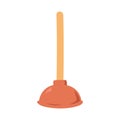 Plunger in flat style vector illustration. Toilet cleaning equipment plunger clipart cartoon style vector illustration Royalty Free Stock Photo