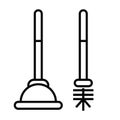 Plunger or plumber rubber icon with outline and line style Royalty Free Stock Photo