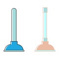 Plunger. Plunger icon in flat style. Used when the sink clogged. Instrument for cleaning toilet clog. Color symbol. Toilet Royalty Free Stock Photo
