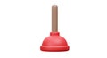 Plunger with a red rubber suction cup and a brown wooden handle. The handle is Royalty Free Stock Photo