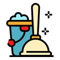 Plunger and toilet cistern icon color outline vector Royalty Free Stock Photo
