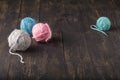 Plurality of balls of different colors for knitting Royalty Free Stock Photo