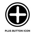 Plus Button icon vector isolated on white background, logo concept of Plus Button sign on transparent background, black filled Royalty Free Stock Photo