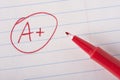 A plus grade with pen Royalty Free Stock Photo