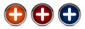 Plus icon exclusive blue red and orange round button design set Royalty Free Stock Photo
