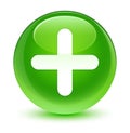 Plus icon glassy green round button Royalty Free Stock Photo