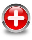 Plus icon glossy red round button Royalty Free Stock Photo