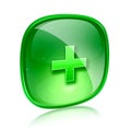 Plus icon green glass. Royalty Free Stock Photo