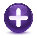 Plus icon glassy purple round button Royalty Free Stock Photo