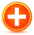 Plus icon natural orange round button Royalty Free Stock Photo