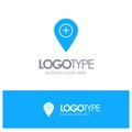 Plus, Location, Map, Marker, Pin Blue Solid Logo with place for tagline Royalty Free Stock Photo