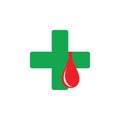 Plus medical blood design logo vector