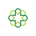 Plus medical object linked line flower design logo