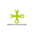 Plus medicals tools services wrench symbol logo vector