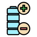 Plus minus battery icon color outline vector Royalty Free Stock Photo