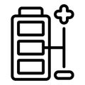Plus minus battery icon outline vector. Electric mobile Royalty Free Stock Photo