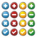 Plus, minus, check, cross circle buttons Royalty Free Stock Photo