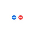 Plus And Minus Icons With White Background (Blue And Red)