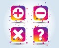 Plus and minus icons. Question FAQ symbol. Royalty Free Stock Photo